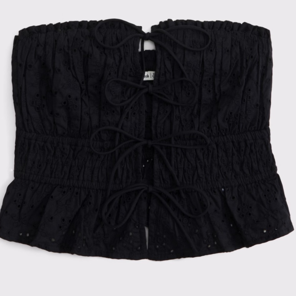 Abercrombie - Strapless Eyelet Tie-Front Top -  Size Medium